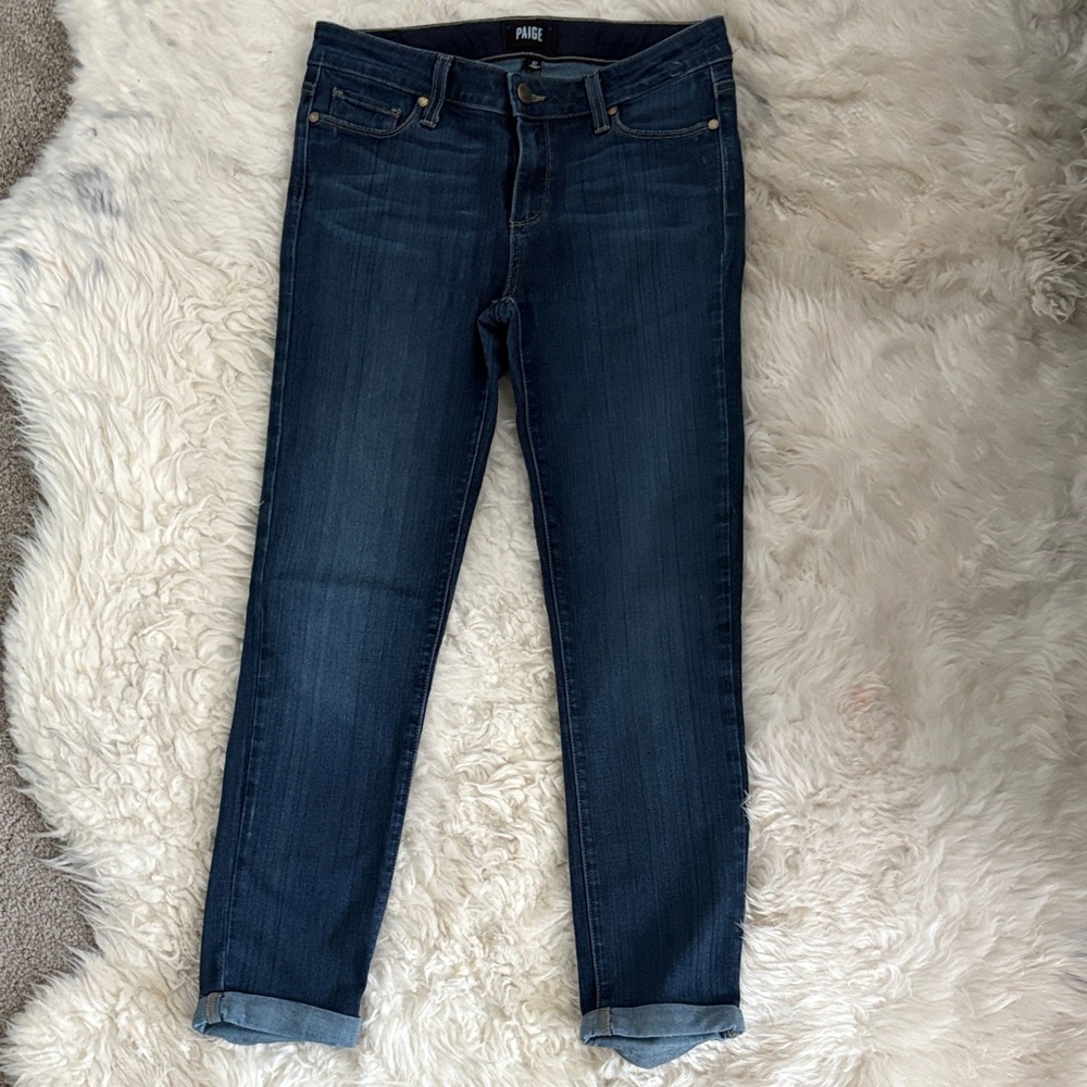 PAIGE Women's Dark Blue skyline crop Ankle Jeans